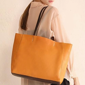 17" Womens Large Black Leather Tote Bag Large Tan Tote Handbag Purse for Ladies Elegant fold-over handbag Leather Finish