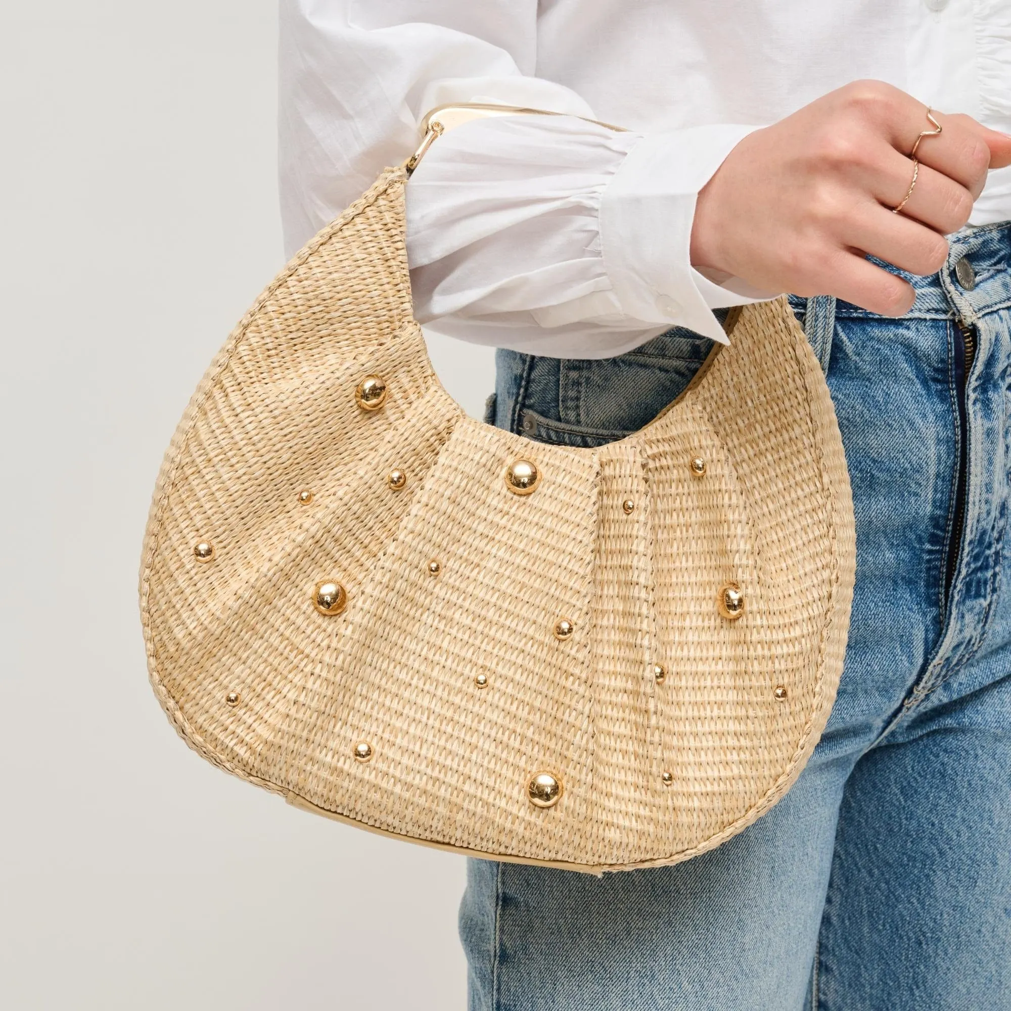 29707A Delilah Studded Crossbody Bag Sleek and minimalistic look complements any outfit