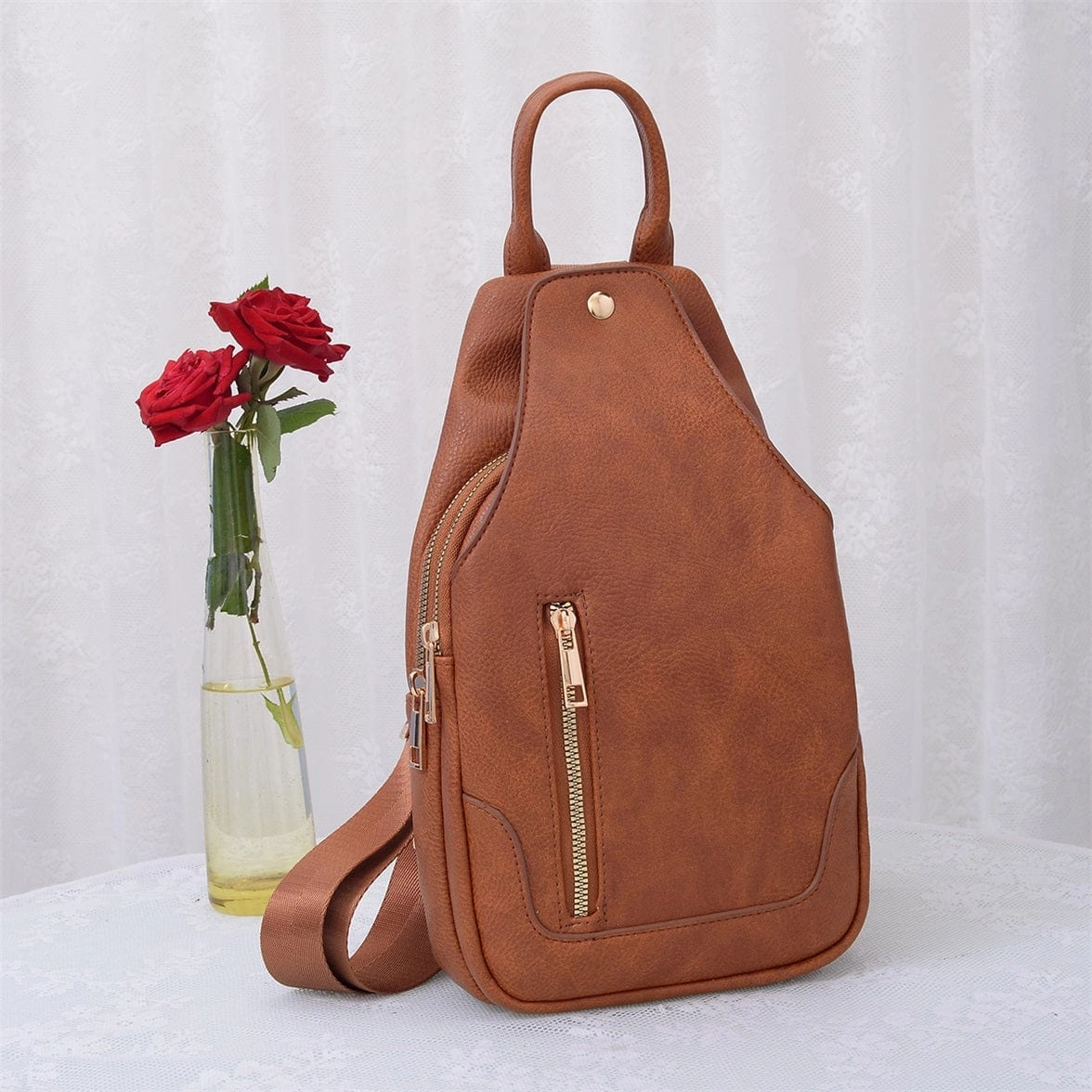 AD2766 Vegan Leather Fashion Sling Bag Minimal Look