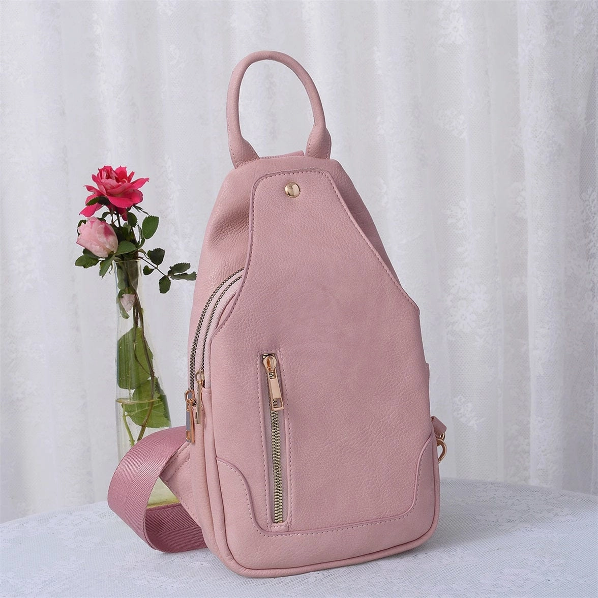 AD2766 Vegan Leather Fashion Sling Bag Smart Storage
