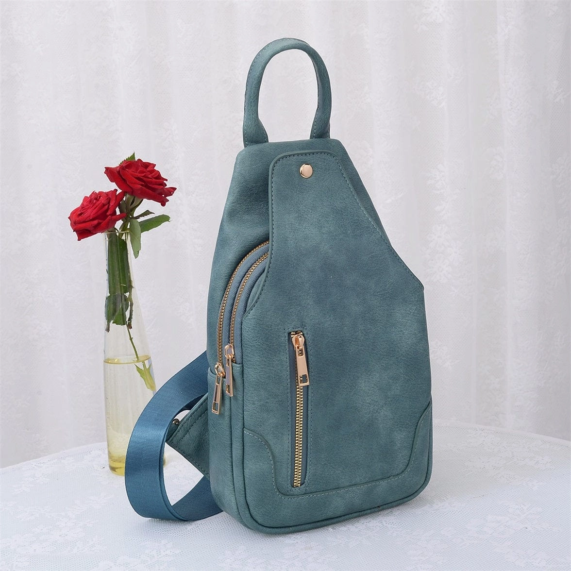 AD2766 Vegan Leather Fashion Sling Bag Adventure Travel Hiking Gear