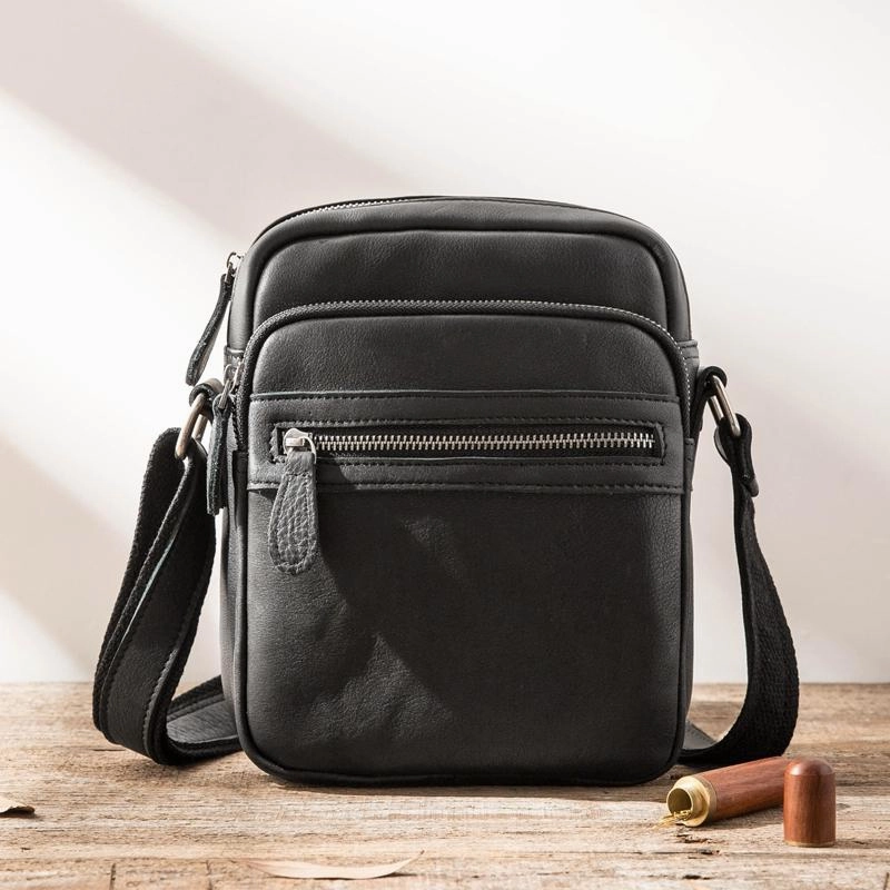 Functional Comfort Outdoor Ready Black Cool Leather Mens 8 inches Vertical Side Bag Messenger Bags Brown Casual Bicycle Bags for Men