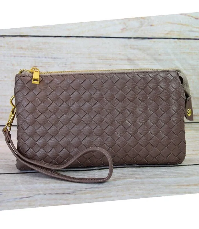 Modern Appearance Luxury Innovation 7050 Kathy Woven Three Compartment Clutch/Crossbody Bag