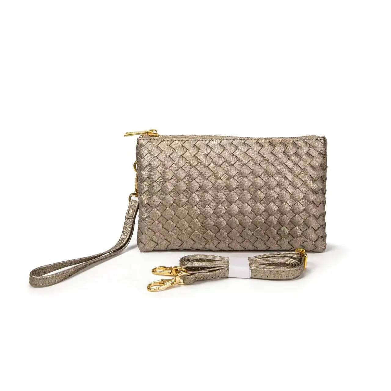 7050 Kathy Woven Three Compartment Clutch/Crossbody Bag Convenient size to keep your items accessible Functional Minimal Style