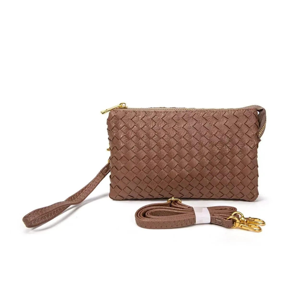 Everyday Essential Portable Size 7050 Kathy Woven Three Compartment Clutch/Crossbody Bag