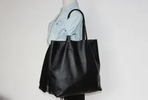 Handmade Vintage Leather Oversize Tote Bag Shoulder Bag Handbag For Women Logo Detail Outdoor Adventure