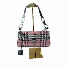 Authentic Burberry Handbag (Pnk And Black Tweed) Seasonal Casual Lightweight fabric carrier