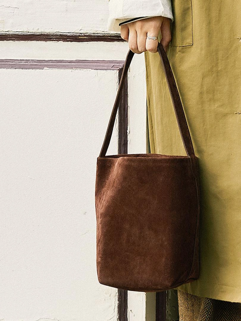 Autumn & Winter Suede Leather Bucket Bag | Women's Minimalist Shoulder Tote Light Functional Accessory Everyday Fashion