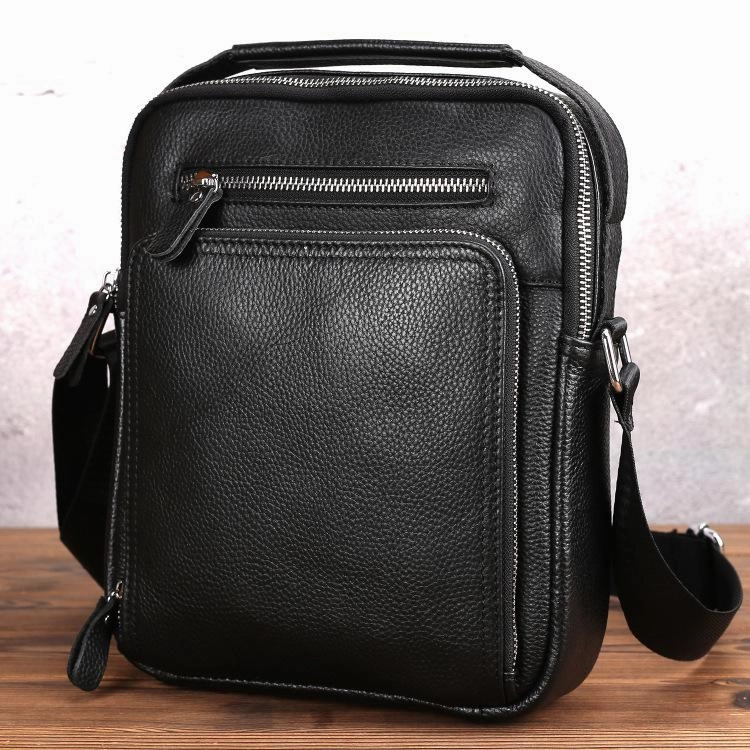 Modern Organizer Durable Performance BADASS Black LEATHER MENS Ipad Vertical SIDE BAG COURIER BAG Vertical MESSENGER BAG FOR MEN