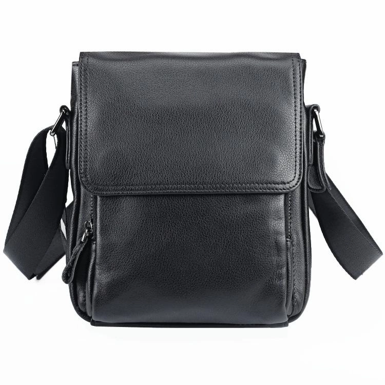 BADASS Black LEATHER MENS Small VERTICAL SHOULDER BAG SIDE BAG COURIER BAG MESSENGER BAG FOR MEN Comfort functionality Everyday Comfort