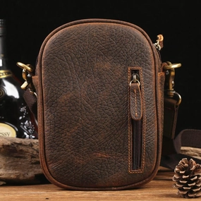 Comfort Fit Compact Durability Badass Brown Leather Messenger Bag Men's Small Side Bag Mini Phone Bag Courier Bag For Men