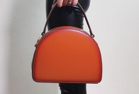 Genuine Leather semi-circle handbag shoulder bag for women leather crossbody bag Stylish buckle Elegant Outline