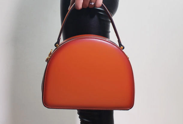 Elegant large carry Genuine Leather semi-circle handbag shoulder bag for women leather crossbody bag