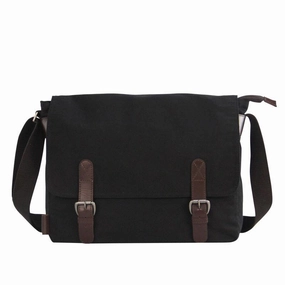 Black Canvas Leather Mens School Bag Messenger Bags Navy Blue Canvas Courier Bag for Men Versatile Function Portable Comfort