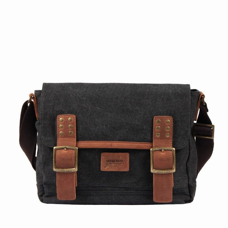 Black Canvas Leather Mens Side Bag Messenger Bags Army Green Canvas Courier Bag for Men Comfort Wear