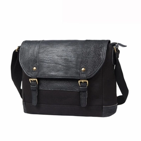 Black Canvas Leather Mens Side Bags Messenger Bags Dark Coffee Canvas Courier Bag for Men Comfort Wear Stylish Travel