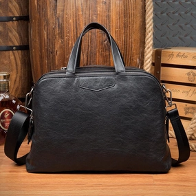 Practical Form Quality craftsmanship Black Cool Leather 14 inches Shoulder Briefcase Travel Bags Handbags Luggage Bag for Men