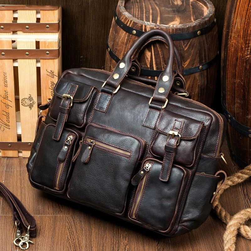Black Cool Leather Mens Weekender Bag Shoulder Travel Briefcase Duffle Bag Light Brown luggage Bag for Men Breathable Shape