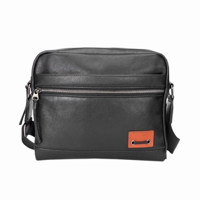 Black Fashion Leather Mens 10 inches Side Bag Black Courier Bag Messenger Bags for Men Workday Function Versatile Storage