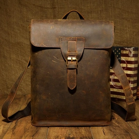 Black Fashion Mens Leather 14-inch Computer Backpack Brown Side Bag Messenger Bag for men Daily Organizer Urban practicality