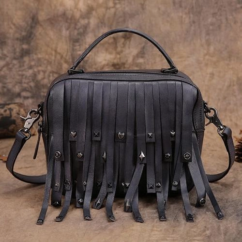 Black Gray Vintage Womens Leather Purse Tassel Handbag Red Shoulder Bag Crossbody Purses for Ladies Luxury Innovation