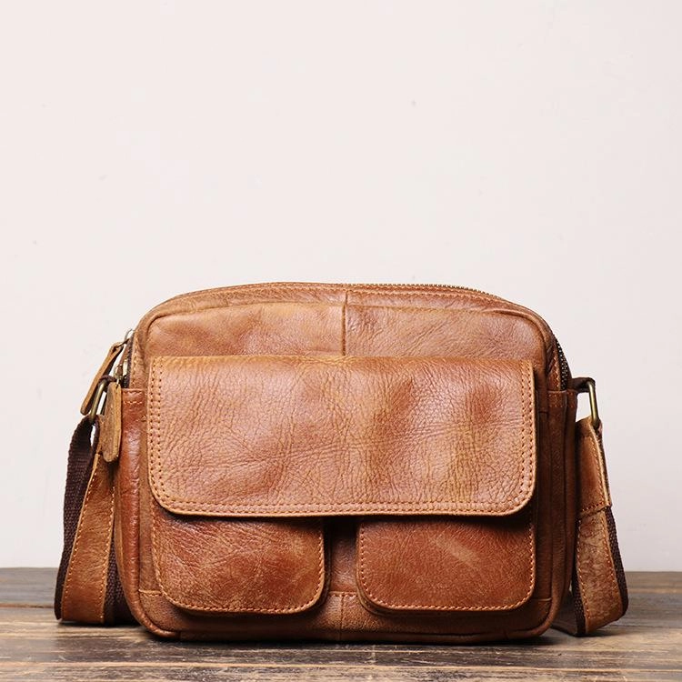 Urban Adventure Black LEATHER MEN'S Small Side bag Brown Side Bag MESSENGER BAG Brown Courier Bag FOR MEN