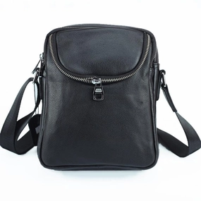 Comfort handle Refined Look Black LEATHER MENS 8-inch Phone Small Vertical Side Bag Black COURIER BAG MESSENGER BAG FOR MEN