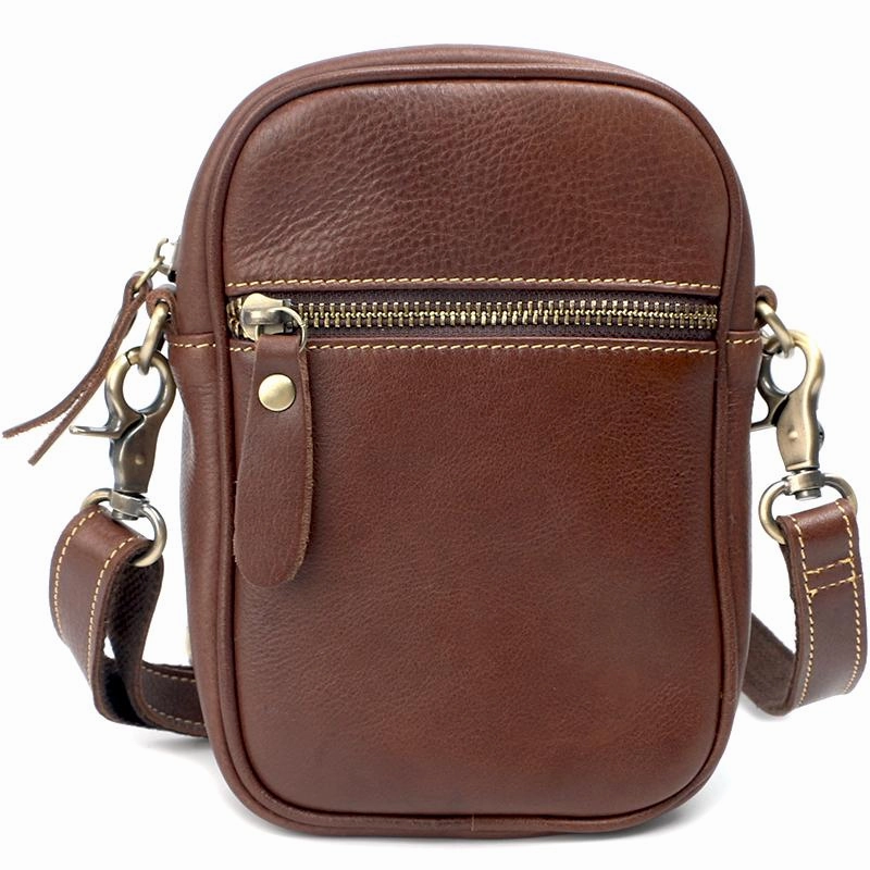 Black Leather Mens Mini Casual Side Bag Messenger Bags Brown Postman Bag For Men Contemporary Look