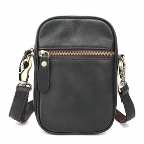 Black Leather Mens Mini Casual Side Bag Messenger Bags Brown Postman Bag For Men Travel Organizer Compact Journey