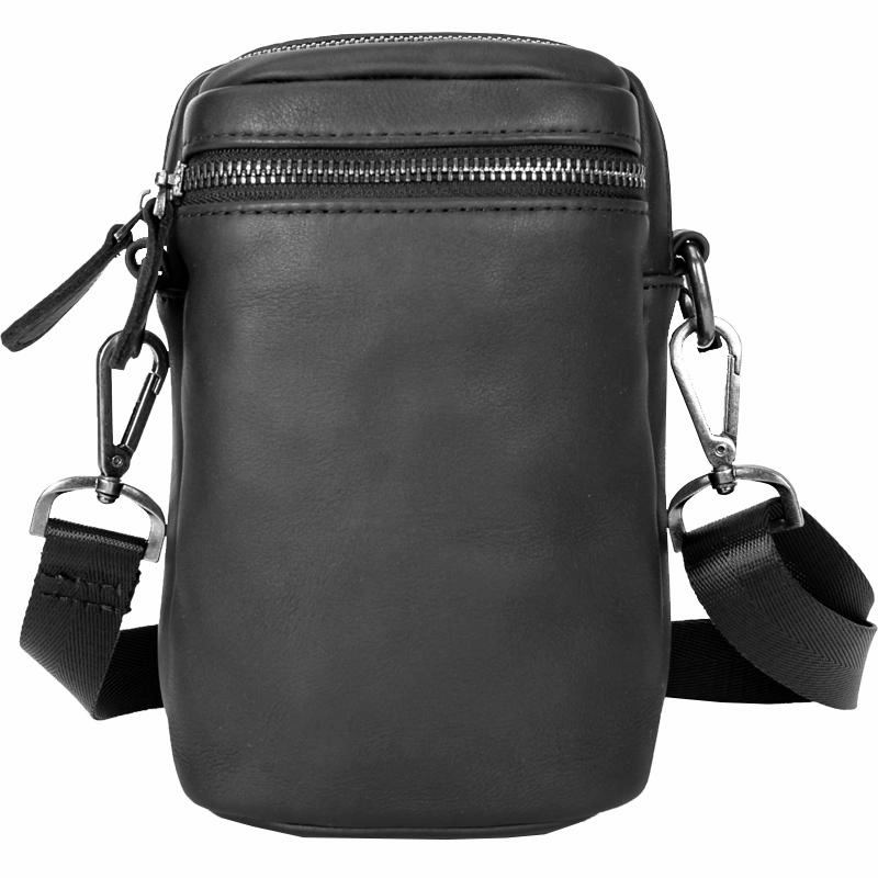 Black Leather Mens MIni Side Bag Messenger Bag Camel Phone Bag Shoulder Bag For Men Work Travel Stylish Function