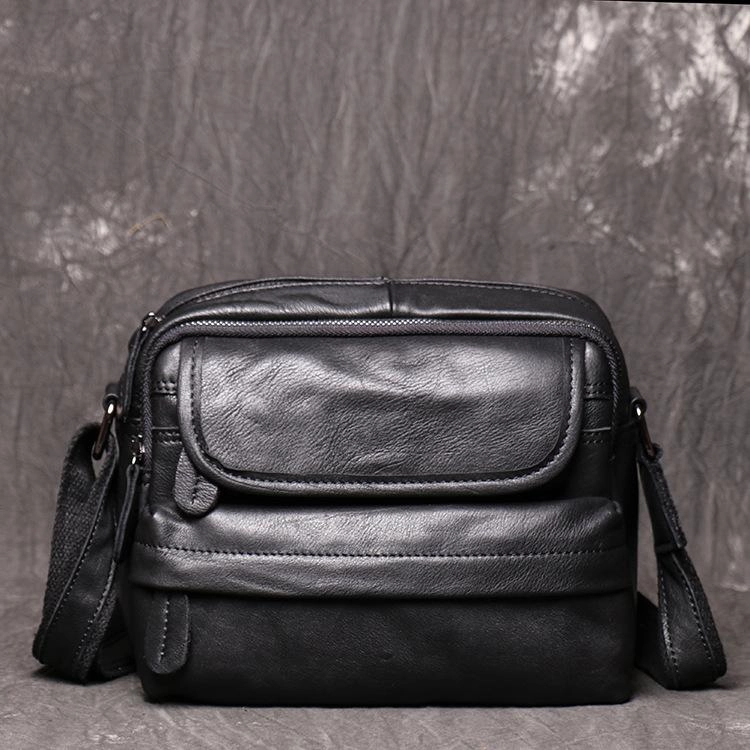 Comfort Fit Black LEATHER MENS Small SIDE BAG COURIER BAG Black Small MESSENGER BAG FOR MEN