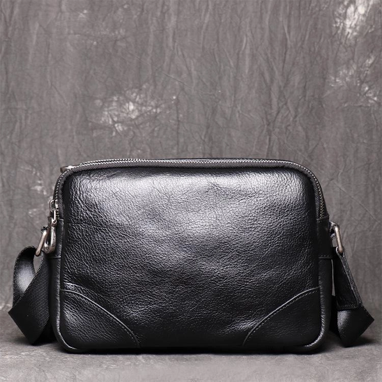 Black LEATHER MENS Small SIDE BAGS COURIER BAG Black MESSENGER BAG FOR MEN Everyday Comfort Durable Design