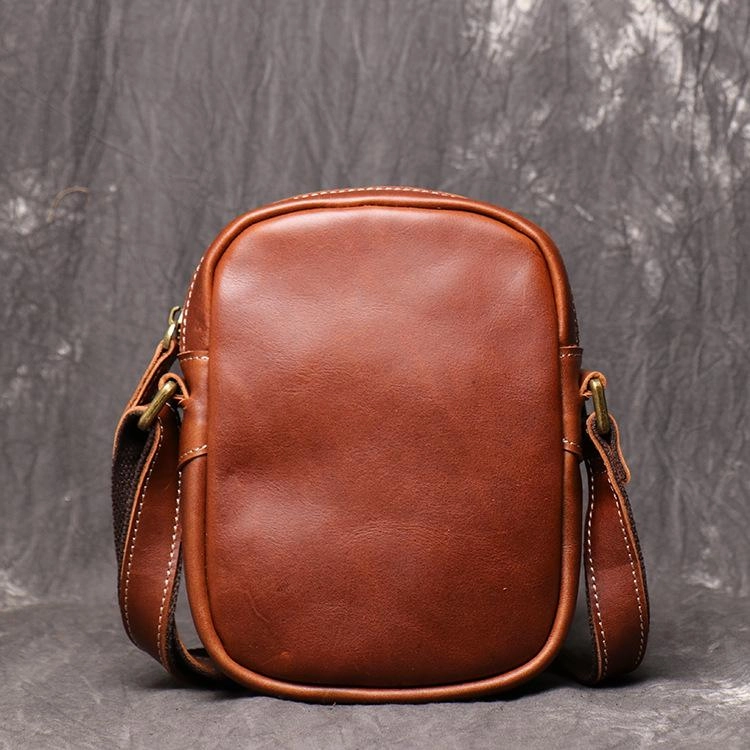 Black Leather Small Zipper Messenger Bag Vertical Side Bag Brown Courier Bag For Men Comfort Carry Outdoor Comfort