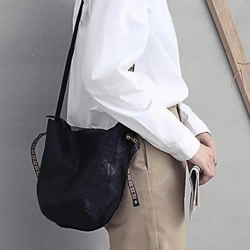 Black Leather Womens Bucket Bag Small Shoulder Bucket Bag Brown Shoulder Purse for Ladies Lightweight Leather Versatile Outfit Match