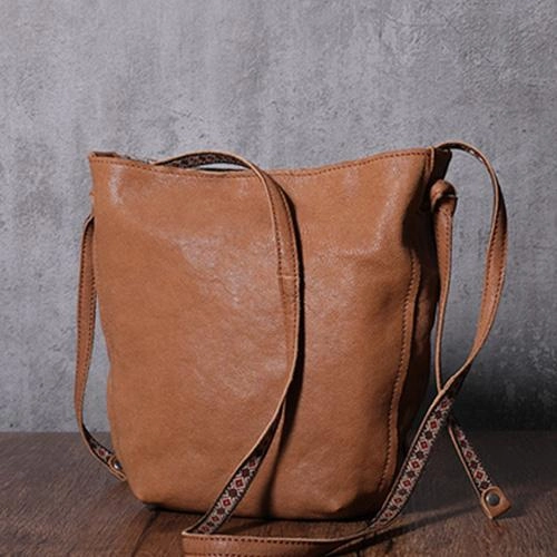 Black Leather Womens Bucket Bag Small Shoulder Bucket Bag Brown Shoulder Purse for Ladies Soft Flexible Form Lightweight Leather