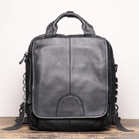 Everyday Companion BLACK Vertical LEATHER MEN'S Messenger Bag Side Bag BACKPACK Work Handbag Briefcase FOR MEN