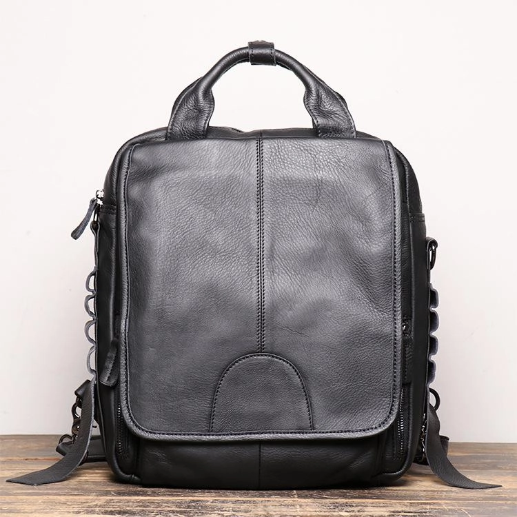 Everyday Companion BLACK Vertical LEATHER MEN'S Messenger Bag Side Bag BACKPACK Work Handbag Briefcase FOR MEN