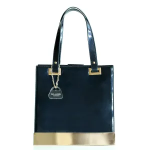 Unique Design Blue Sapphire Patent Leather Jewel Shoulder Bag