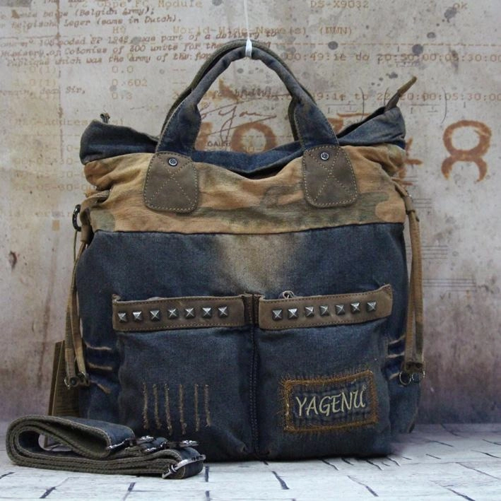 Blue Denim Mens Large Handbag Vertical Messenger Bags Casual Jean Postman Bags Courier Bag For Men Urban Carry