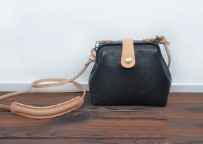 Vintage Womens Brown Leather Small Doctor Shoulder Bag Brown Doctor Crossbody Purse for Women Modern Minimal Dynamic look