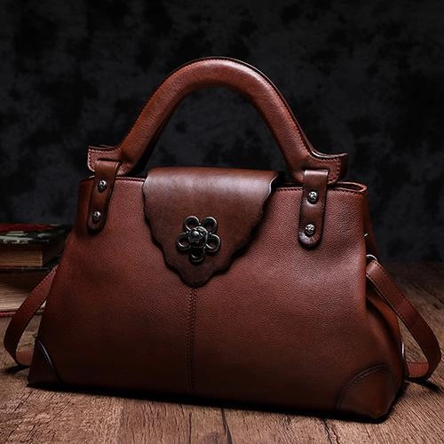 Pastel color Smart Utility Black Vintage Leather Ladies Satchel Handbag Brown Shoulder Bag Purse for Women