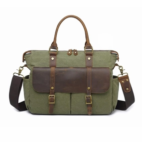 Canvas Leather Mens Womens Handbag Briefcase Bag Side Bag Travel Bag for Women Compact Form
