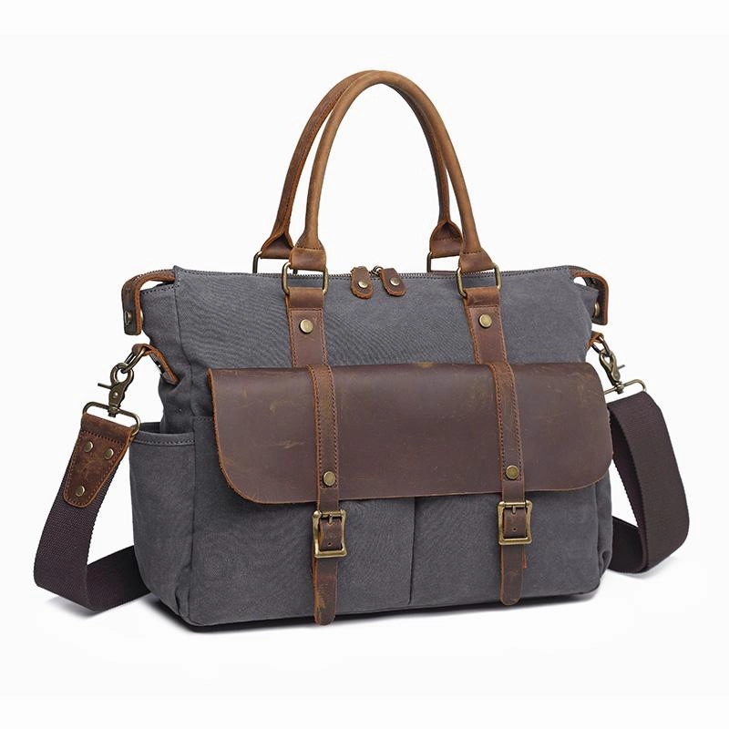 Canvas Leather Mens Womens Handbag Briefcase Bag Side Bag Travel Bag for Women Casual Look Practical Fashion