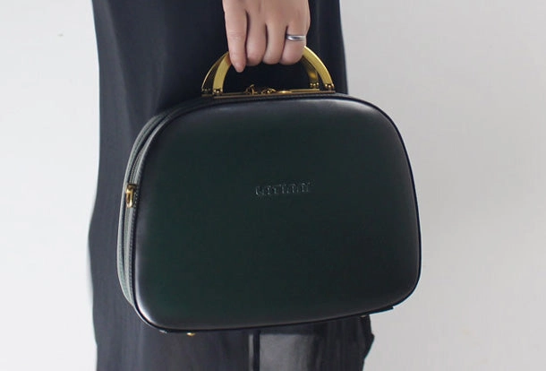 Genuine Leather Round Bag Handbag Purse Shoulder Bag for Women Leather Crossbody Bag Classic Utility