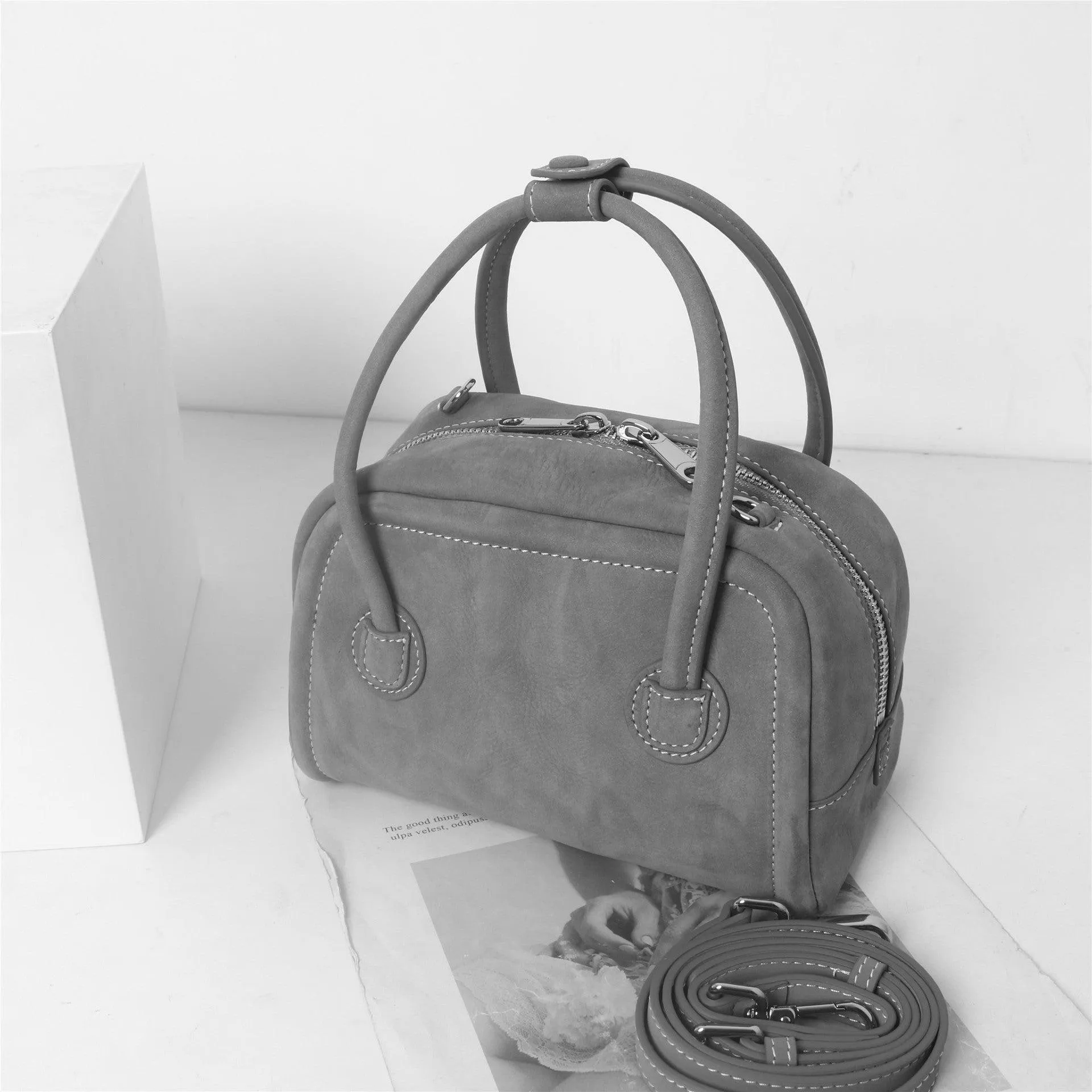 Urban Explorer Boston Mini Cowhide Suede Square Shoulder Bag