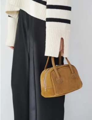 Versatile Design Compact Design Boston Mini Cowhide Suede Square Shoulder Bag