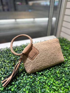 and Minimalist credit card pouch. BP204SH Sherpa Cuff Handle Tassel Wristlet/Clutch