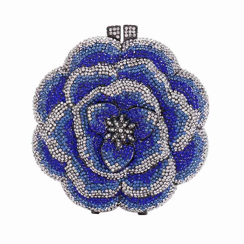 Bridal Wedding Clutch, Handcrafted Flower Clutch Bag Rhinestone Floral Party Bag, Floral Crystal Rhinestone Shoulder Bag, Luxury Evening Bag Elegant Appeal