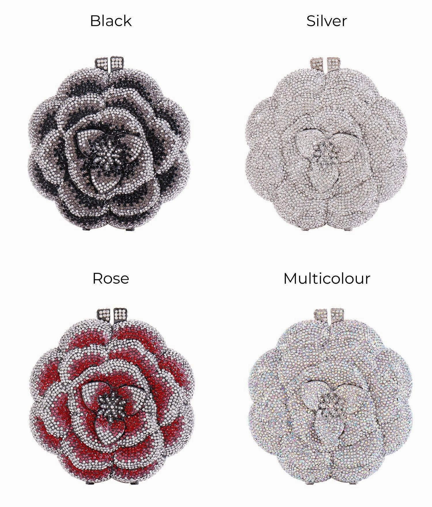 Bridal Wedding Clutch, Handcrafted Flower Clutch Bag Rhinestone Floral Party Bag, Floral Crystal Rhinestone Shoulder Bag, Luxury Evening Bag Evening Attire Versatile Accessory