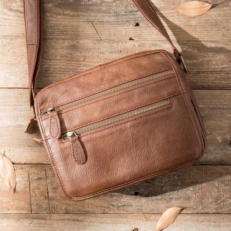 Brown Cool Leather Mens 10 inches Side Bag Small Courier Bag Messenger Bags for Men Stylish Design